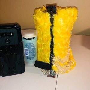 Faux fur yellow purse